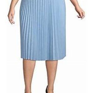 Worthington Stretch Pleated Blue Midi Skirt